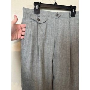Vintage 90s Ralph Lauren Womens 8 Worsted Wool Pleated Trouser Pants Gray USA